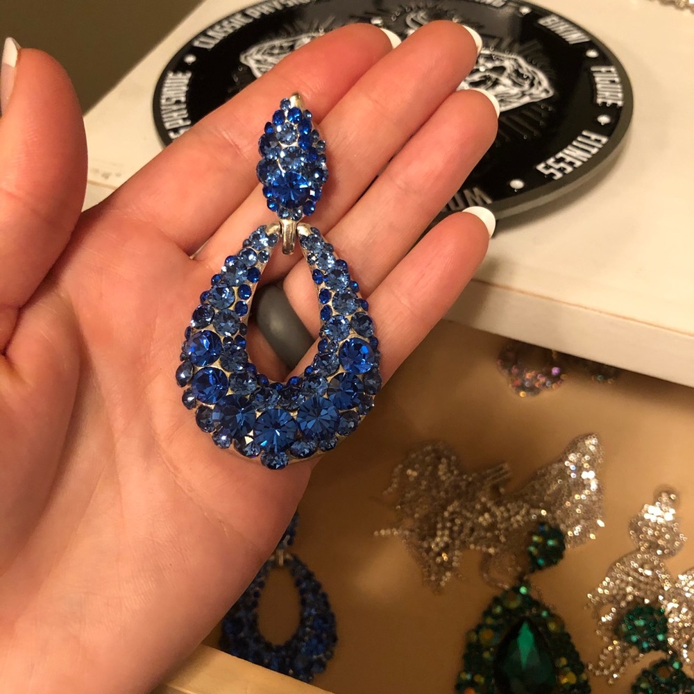 blue Jim Ball knocker pageant earrings